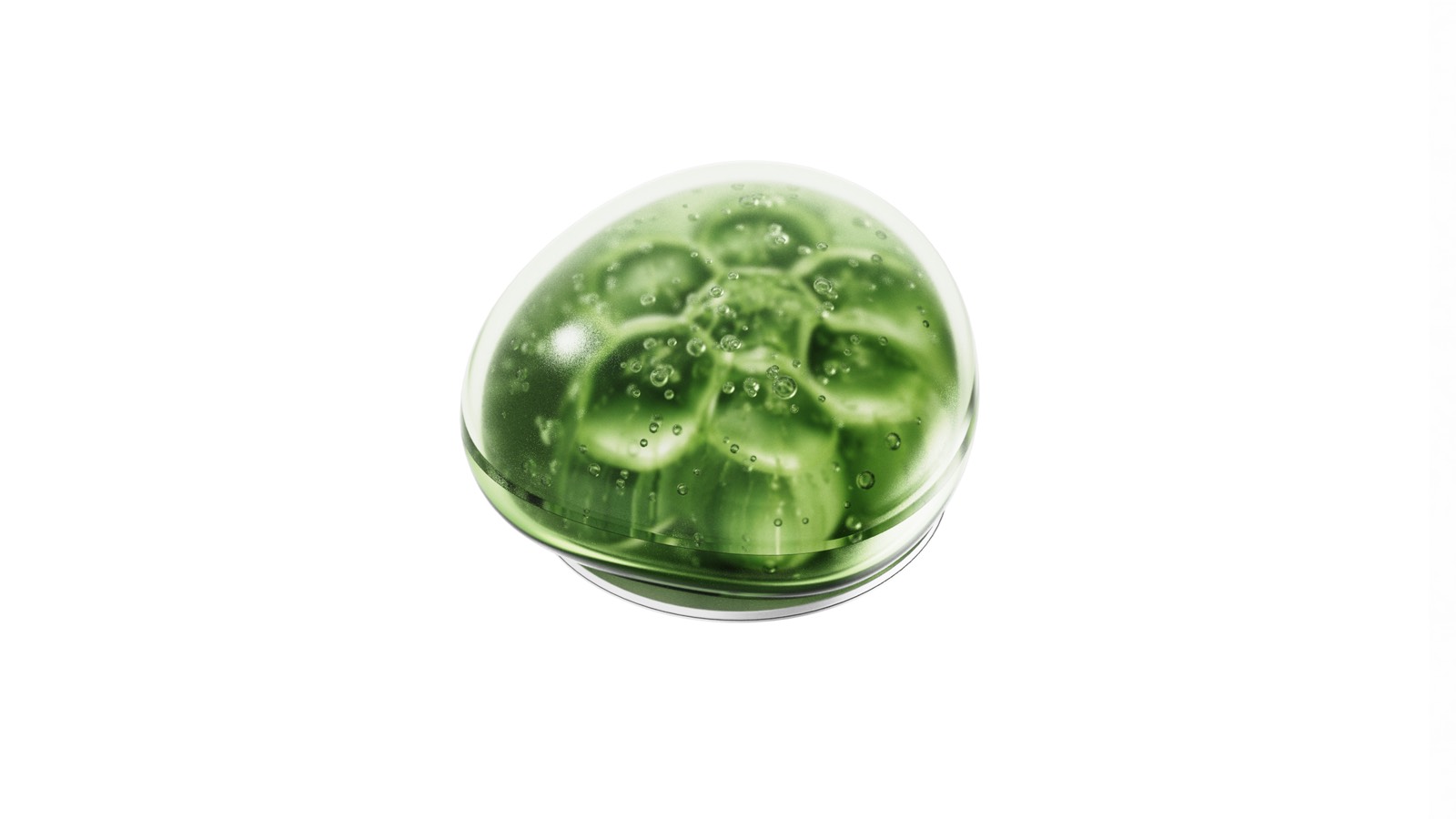 A green vuvu shown as a simple palm-sized physical object