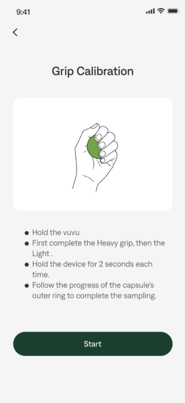 Grip Calibration: hold vuvu and follow the ring to complete sampling